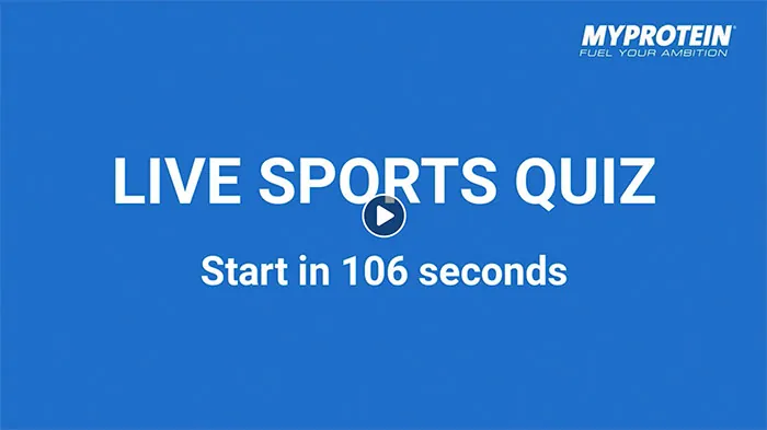 Il quiz in diretta di Myprotein, con una domanda sullo sport sullo schermo e le risposte nei commenti