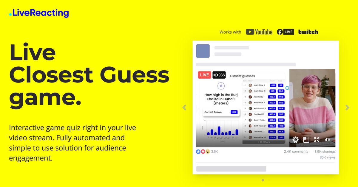 Closest Guess Live game LiveReacting
