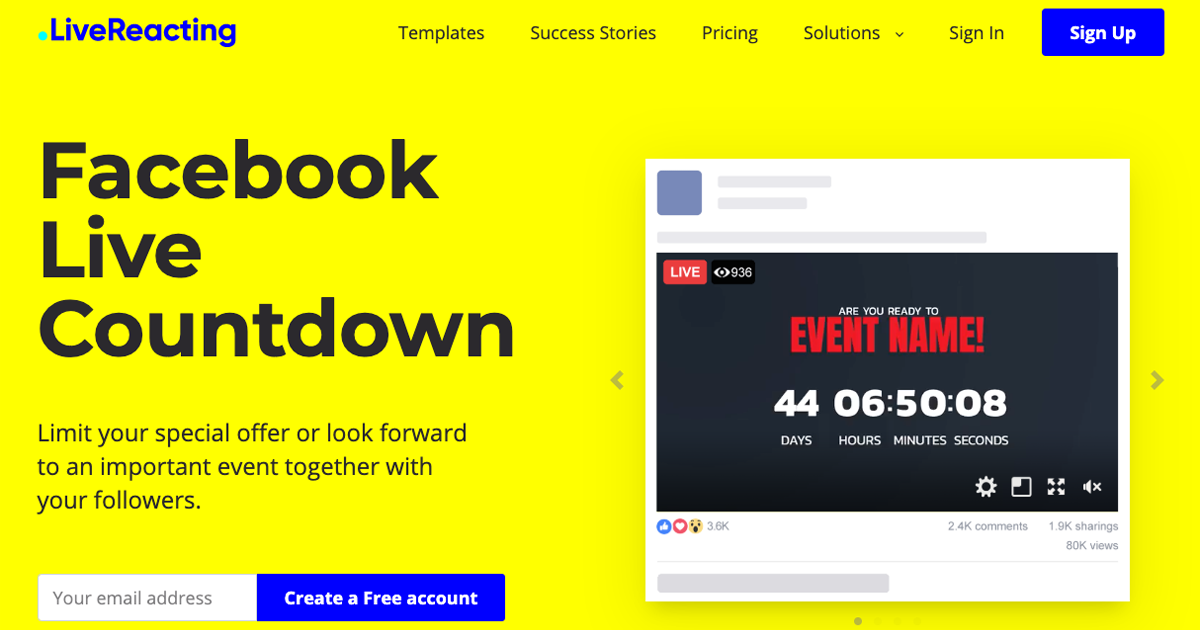 Facebook Live Countdown Livereacting