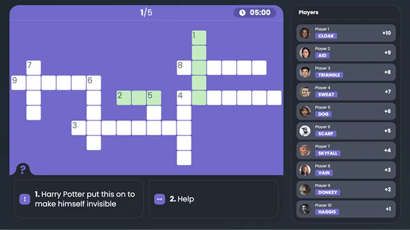 A crossword on the stream with its clues beside it