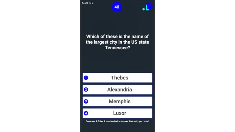 Facebook live trivia game video