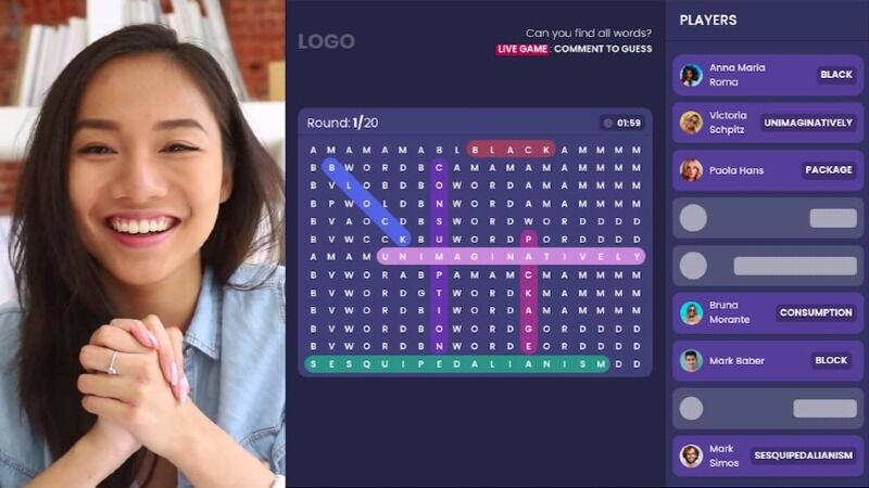 Live word Search game video