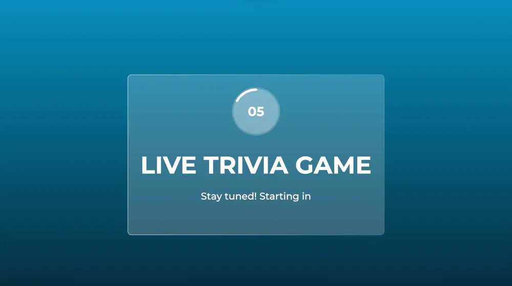 Live video trivia quiz game